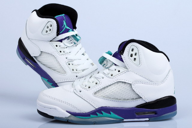 Nike Air Jordan 5 V Retro LS Mens Shoes White / Emerald Green / Grape Ice
