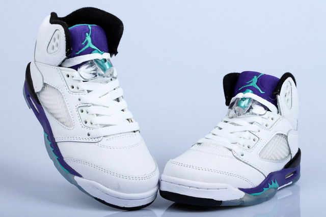 Nike Air Jordan 5 V Retro LS Mens Shoes White / Emerald Green / Grape Ice