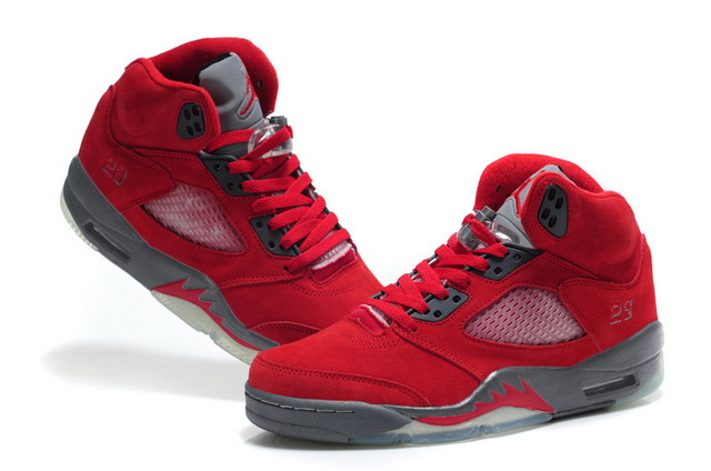 Nike Air Jordan 5 V Retro Mens Shoes Varsity Red / Cool Grey