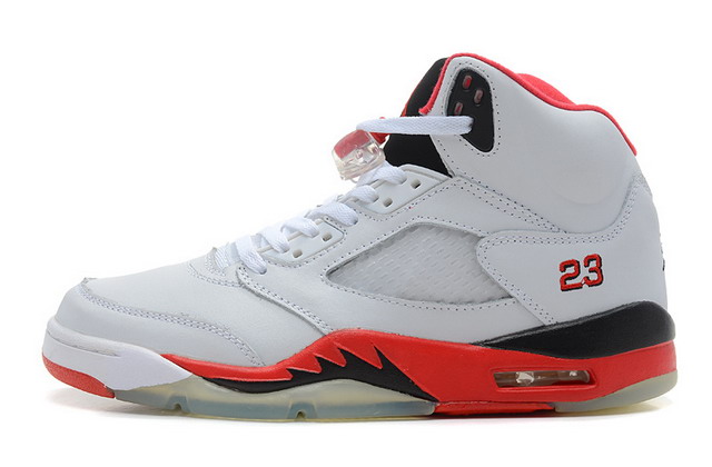 Nike Air Jordan 5 V Retro Mens Shoes White / Fire Red / Black