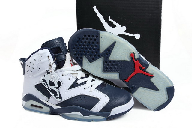 Nike Air Jordan 6 VI Retro Olympic 2012 Release Mens Shoes White / Midnight Navy