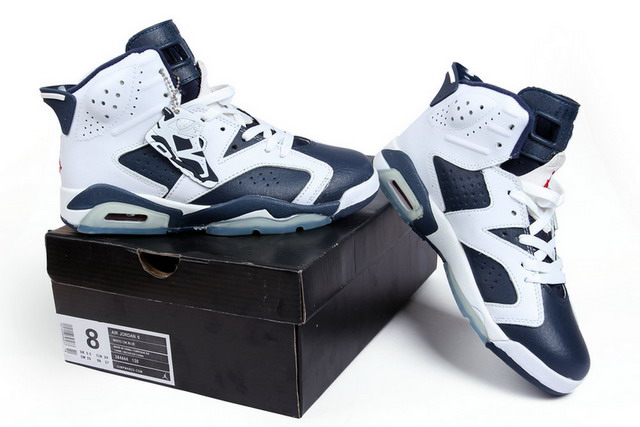 Nike Air Jordan 6 VI Retro Olympic 2012 Release Mens Shoes White / Midnight Navy