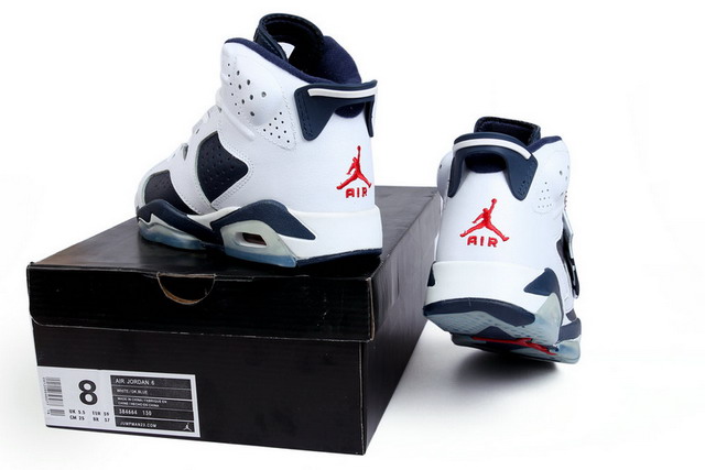 Nike Air Jordan 6 VI Retro Olympic 2012 Release Mens Shoes White / Midnight Navy