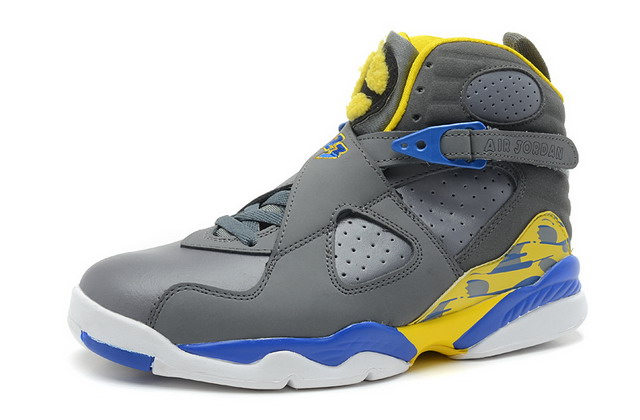 Nike Air Jordan 8 Retro Mens Shoes Cool Grey / Yellow / Blue