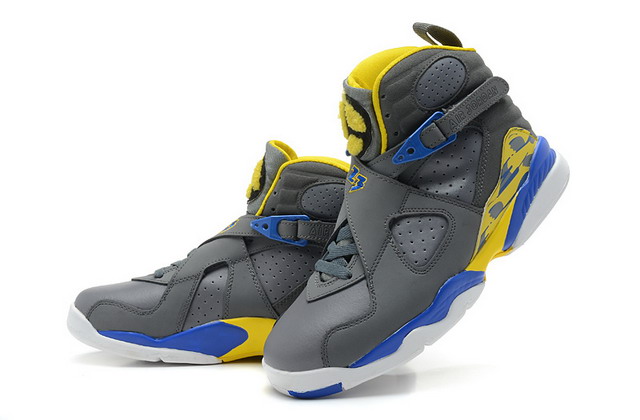 Nike Air Jordan 8 Retro Mens Shoes Cool Grey / Yellow / Blue