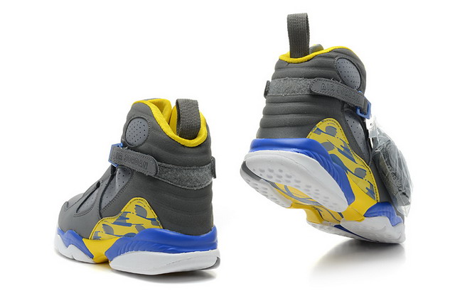Nike Air Jordan 8 Retro Mens Shoes Cool Grey / Yellow / Blue