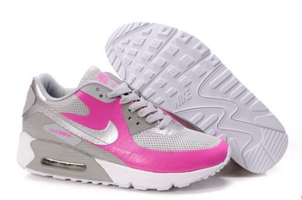 Nike Air Max 90 Hyperfuse Womens White/Metallic Silver-Pink-Grey