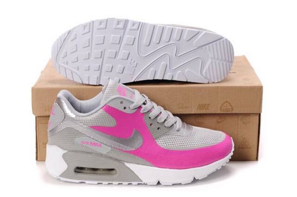 Nike Air Max 90 Hyperfuse Womens White/Metallic Silver-Pink-Grey