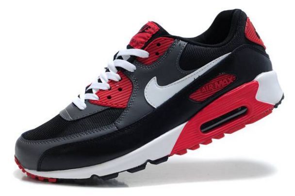 Nike Air Max 90 Mens Black/Cool Grey-White-University Red