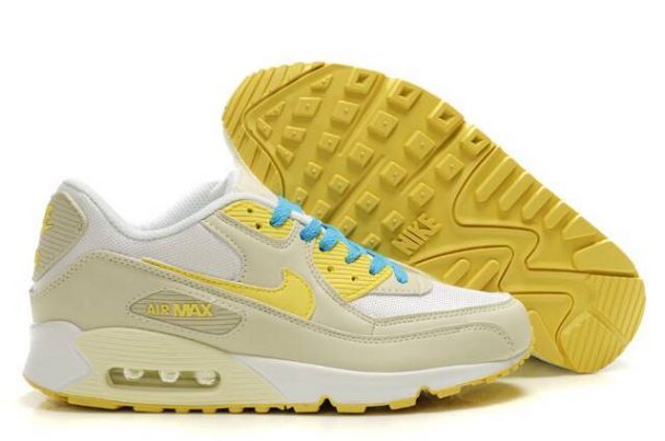 Nike Air Max 90 Mens Beige/White-Yellow-Blue