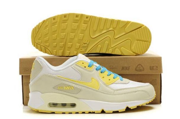 Nike Air Max 90 Mens Beige/White-Yellow-Blue