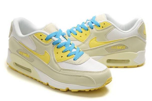 Nike Air Max 90 Mens Beige/White-Yellow-Blue
