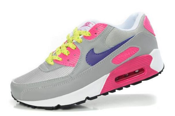 Nike Air Max 90 Womens Grey/Club Purple-Pink-Volt