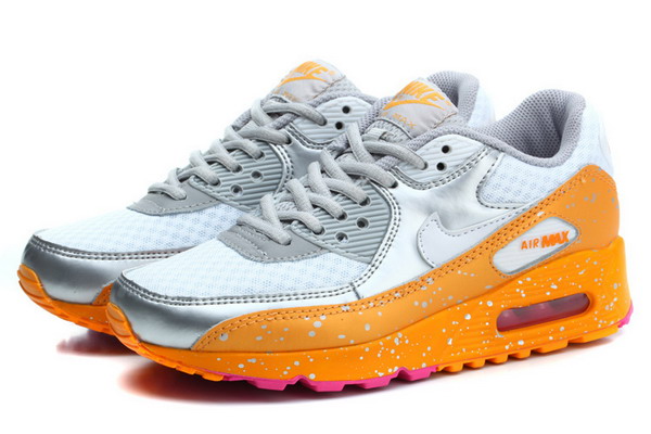 Air Max 90 Splatter Pack Womens Shoe White / Metallic Silver / Orange