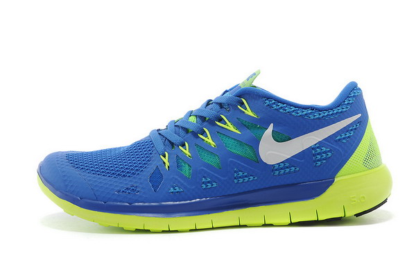 Nike Free 5.0+ Mens Running Shoes Military Blue / Volt / White