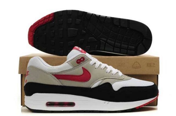 Nike Air Max 1 Mens Grey/Black-Sport Red