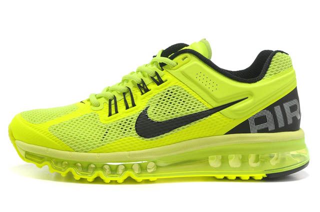 Nike Air Max 2013 Womens Running Shoes Black Volt Green