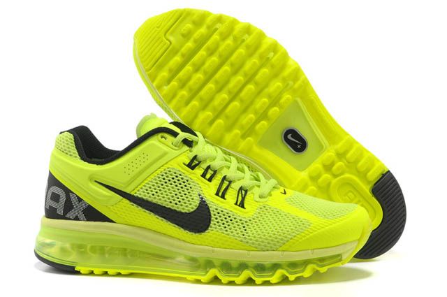 Nike Air Max 2013 Womens Running Shoes Black Volt Green