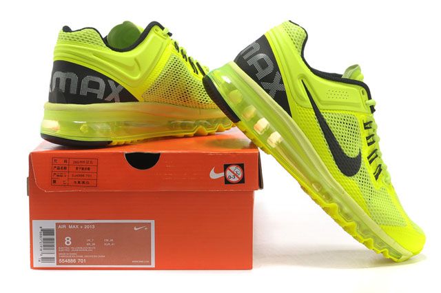 Nike Air Max 2013 Womens Running Shoes Black Volt Green
